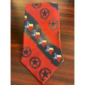 Eagles Wings Silk Necktie Texas Lone Star State Red White Blue Western Rodeo